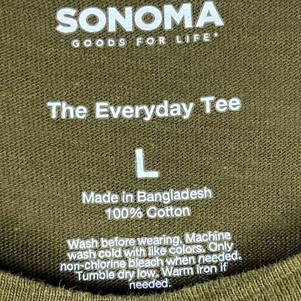 Sonoma Everyday Tee Women’s L Olive Green 100% Cotton Long Sleeve Knit Top
